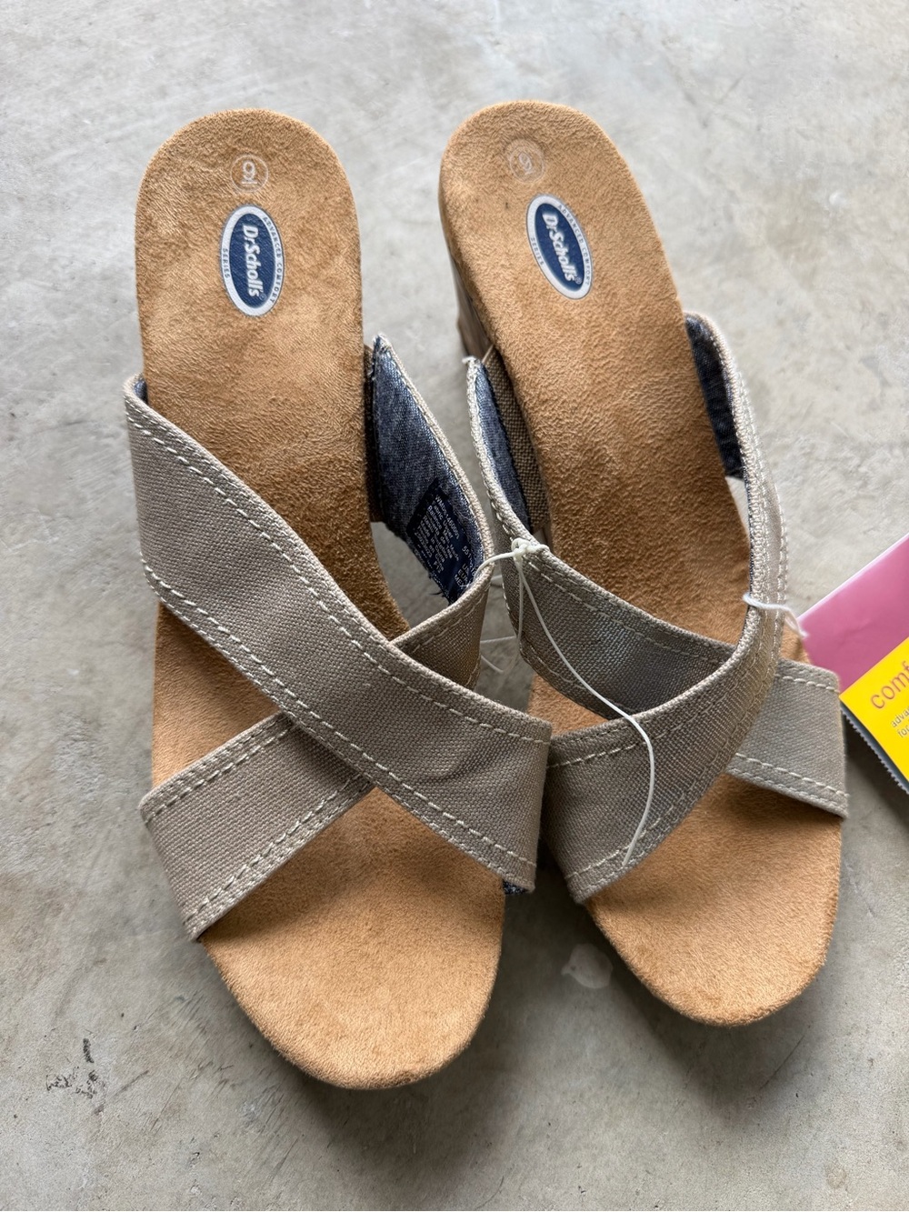 Dr. Scholl's Taupe Crisscross Slide Sandals